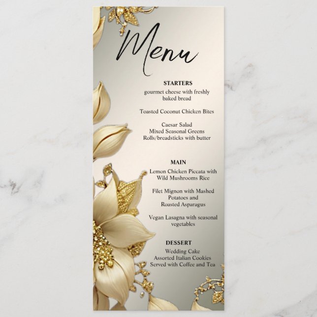 Ouro Floral Wedding Menu (Frente)