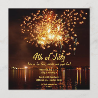 ouro fogo de artifício 4 de julho convite