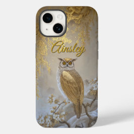 Ouro Fukuro Owl com Blossoms