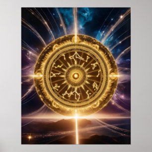 Ouro Galaxy Zodiac Mandala   Poster de luxo
