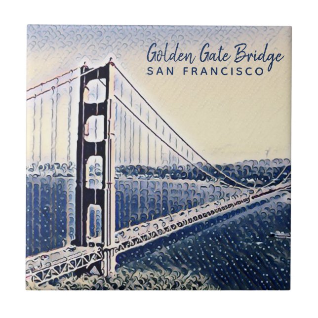 Ouro Gate Bridge San Francisco Watercolor Art (Frente)