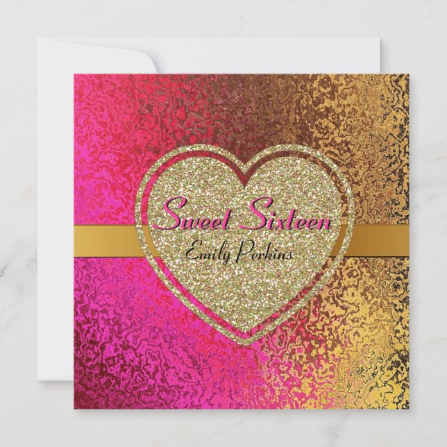 Ouro Glam & convite feito sob encomenda (Frente)