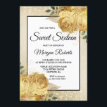Ouro Glitter Floral Sweet 16 Convite<br><div class="desc">Ouro Glitter Floral Sweet 16 Convidar Ver coleção correspondente no repositório</div>