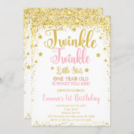 Ouro Glitter Twinkle Little Star Convite de Aniver