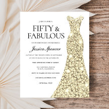 Ouro Glitter Vestido 50º Aniversário Orçamento Con