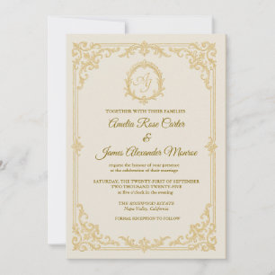Ouro Grace - Convite Elegante para Casamento de Fo