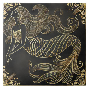 Ouro Graceful Mermaid Art Deco