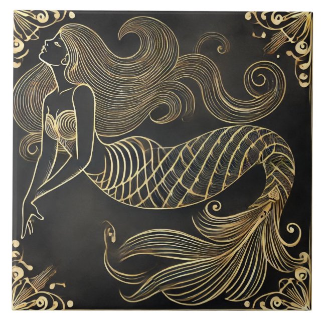 Ouro Graceful Mermaid Art Deco (Frente)