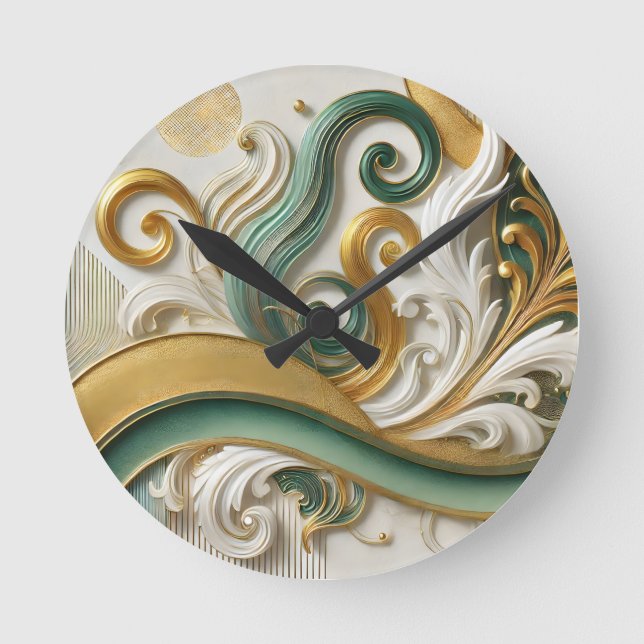 Ouro Harmony Swirl - Relógio Elegante de Parede Ab (Frente)