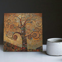 Ouro Klimt Árvore da Vida Abstrato de Arte Nouveau