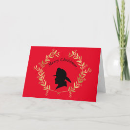 Ouro Laurel Wreath Fireman Cartão de Natal