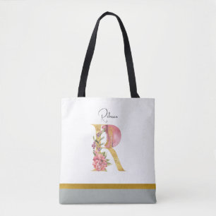 Ouro - Letra floral R Bolsa
