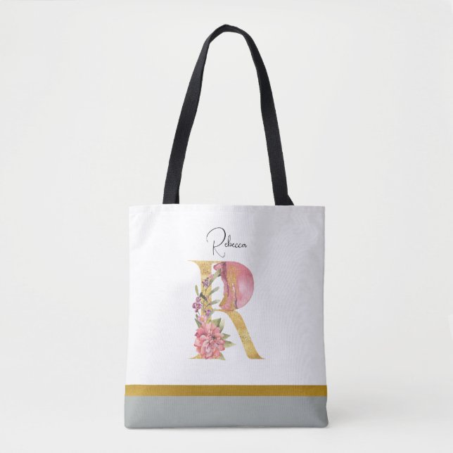 Ouro - Letra floral R Bolsa (Frente)