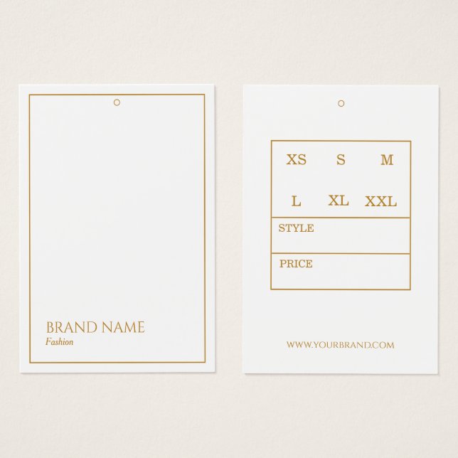 Ouro Lux White Modern Hang Tags (Frente & Verso)