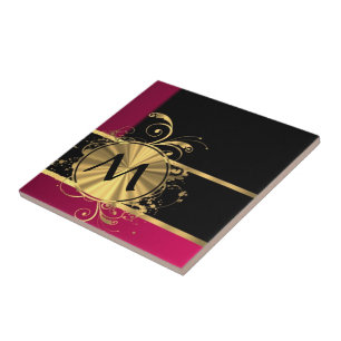 Ouro magenta e monograma negro