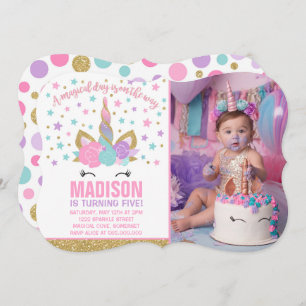 Ouro mágico do rosa do convite do aniversário do