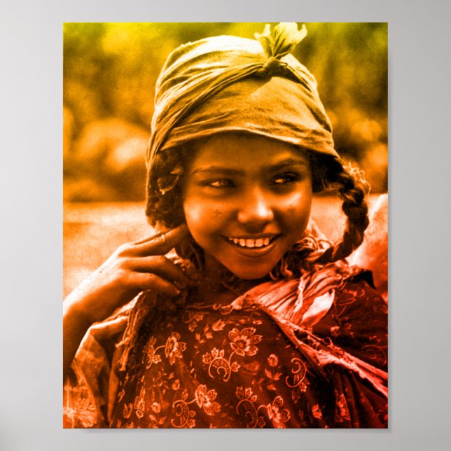 Ouro Magreb, menina tunisina Djerba Poster (Frente)