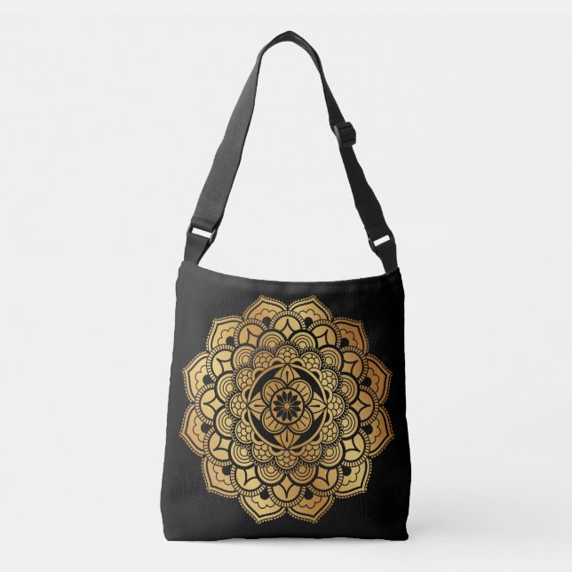Ouro Mandala Art Design Tote Bag (Frente)