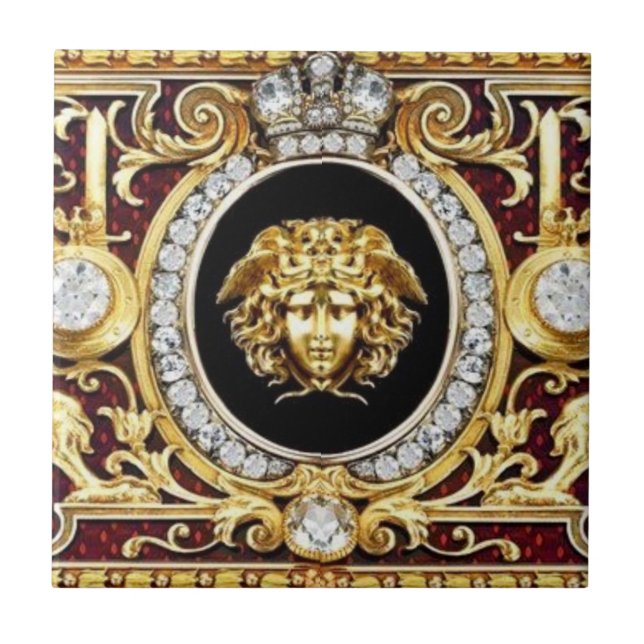 Ouro Medusa Azulejo Gems Wall (Frente)
