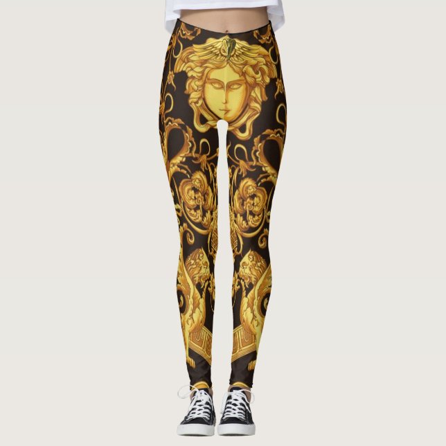 Ouro Medusa com Leggings Ornamentais Barrocas (Frente)