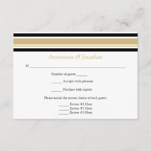 Ouro moderno e listras horizontais pretas RSVP