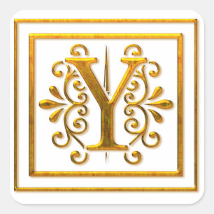 Ouro Monograma E Adesivos Elegantes