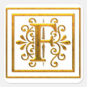 Ouro monograma F Adesivos Elegantes