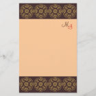 Ouro Monogrammed dos artigos de papelaria em Brown