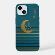 Ouro Moon & Bunny na Capa de telefone Teal