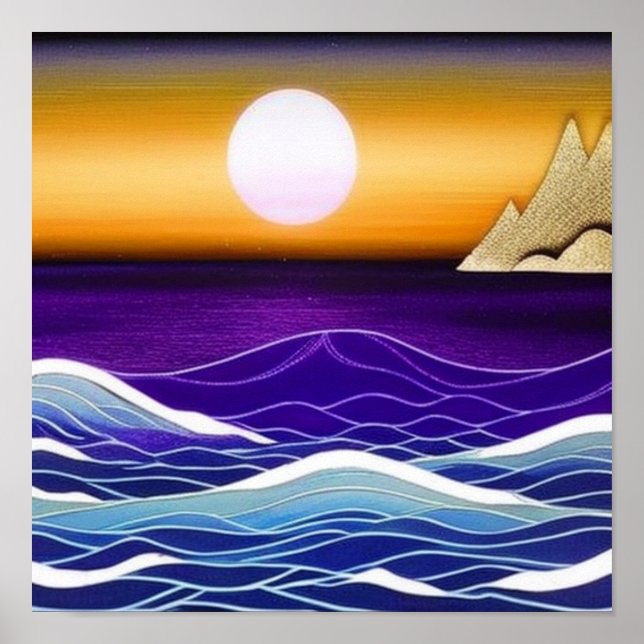 Ouro nascer do sol no mar Poster (Frente)