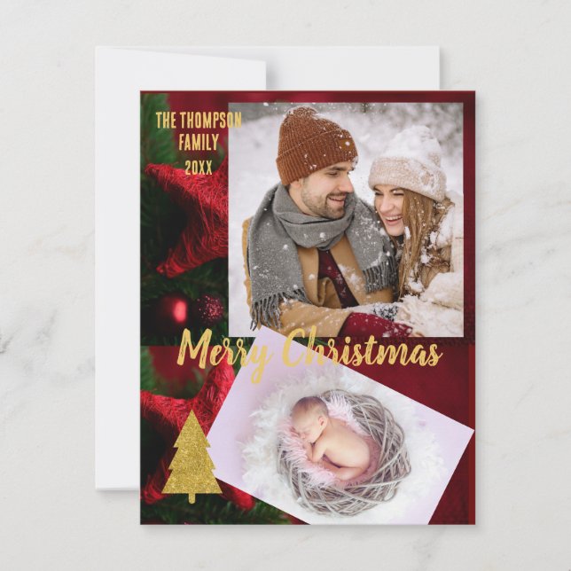 Ouro Natal foto elegante script família de texto (Frente)