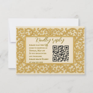 Ouro Nunca Após a Placa RSVP de Casamento de Códig
