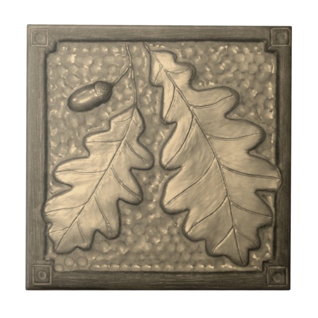 Ouro Oak Folha Cerâmica azulejo Decorriativa (Frente)