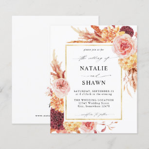 Ouro Orçamental Borgonha e Casamento Floral Rosa E