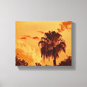 Ouro Palm Tree Hour Stretch Canvas Impressão Estre