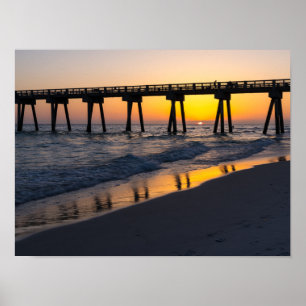 Ouro Panamá City Beach Sunset Reflexões Poster