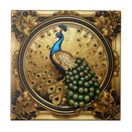 Ouro pavão e quadro ornamental negro