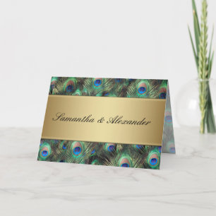 Ouro Pavão-Pavão - Convite De Casamento Dobrado