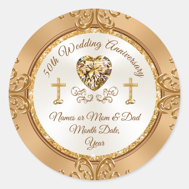 Ouro personalizado, adesivos de 50 anos (Frente)
