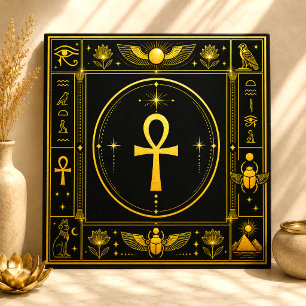 Ouro Preto Ankh Símbolo Egípcio Decoração Espiritu