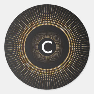 Ouro Rays Chic Glamor Monograma Adesivos Iniciais