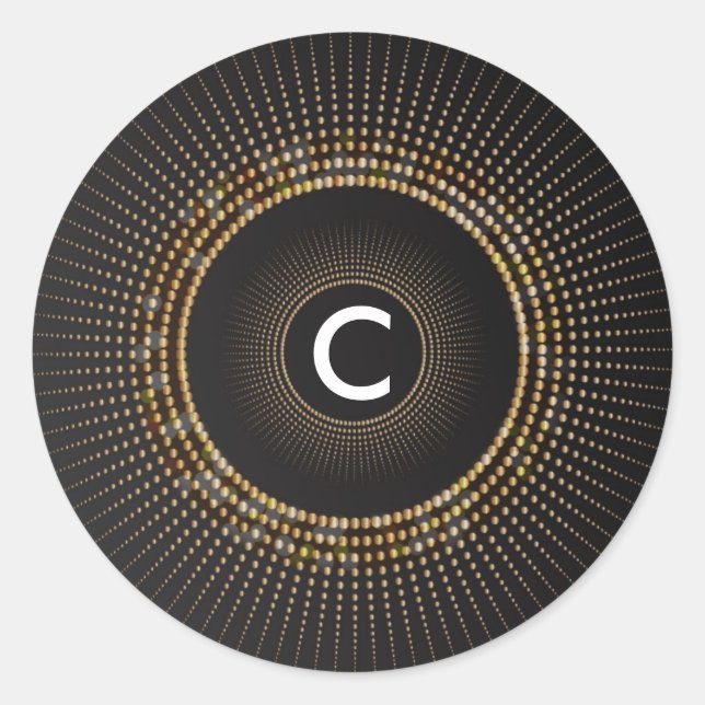 Ouro Rays Chic Glamor Monograma Adesivos Iniciais (Frente)