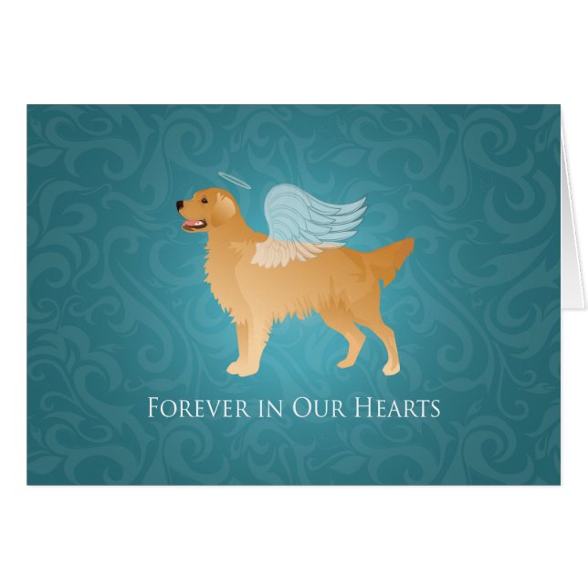 Ouro Retriever Angel Pet Memorial Cartão de condol (Frente Horizontal)