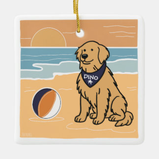 Ouro Retriever Beach Enfeites de natal