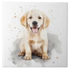 Ouro Retriever Labrador Puppy Watercolor