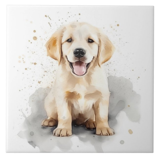 Ouro Retriever Labrador Puppy Watercolor (Frente)