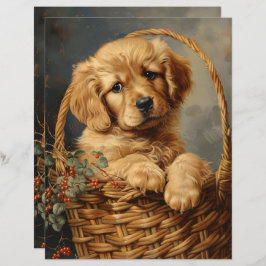 Ouro Retriever Puppy em um Bolso de Papel Scrapboo