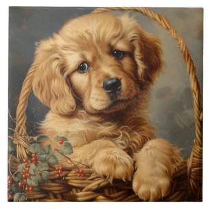Ouro Retriever Puppy em um soquete
