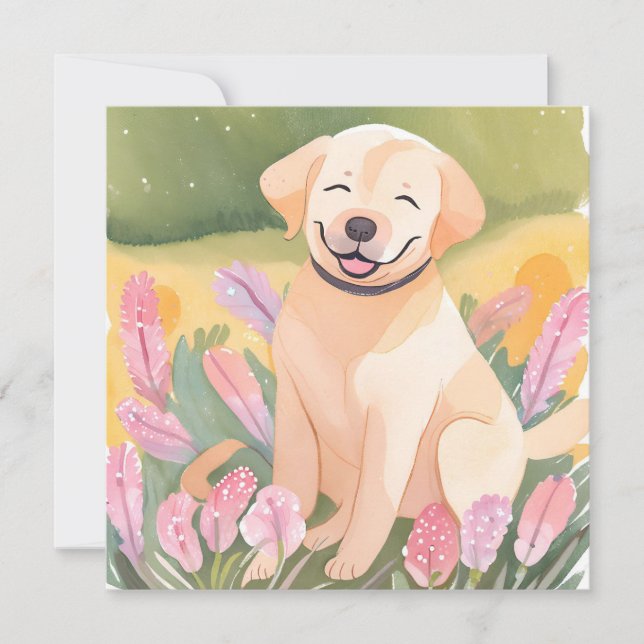 Ouro Retriever Puppy | Placa pintada por aquarela (Frente)