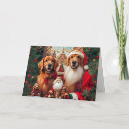 Ouro Retrievers Cartão de Natal Elegante